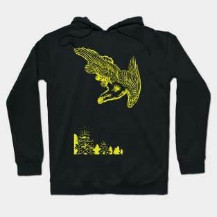 Minimalized Eagle in flight against a snowy sky Hoodie